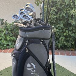 Complete Golf Club For Man Right Hand (Tour Edge Comp 950:Steel Shaft)and Assorted Driver And Wood//taylormade Cart Golf Bag All Included