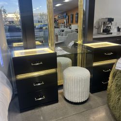 New Vanity With LED Lights / Gold Acrylic Handles.  Black Or Beige.  73Wx16Dx72H.  Free Delivery!