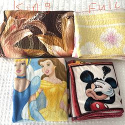 Two Floral Quilted Blankets And Two 60in* 50in Soft Blankets 