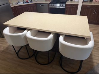 Amazon Bar Stools (Set of 3) — $180 for the set  Modern upholstered counter-height stools.  Great condition Neutral color Very comfortable Sold as a s