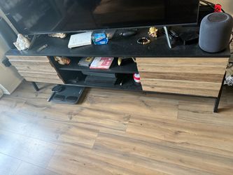TV Stand with Open Shelves and Drawers
