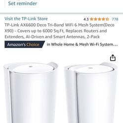 TP Link Mesh WiFi/Router System- AX6600 Deco X90 (3 Units) 