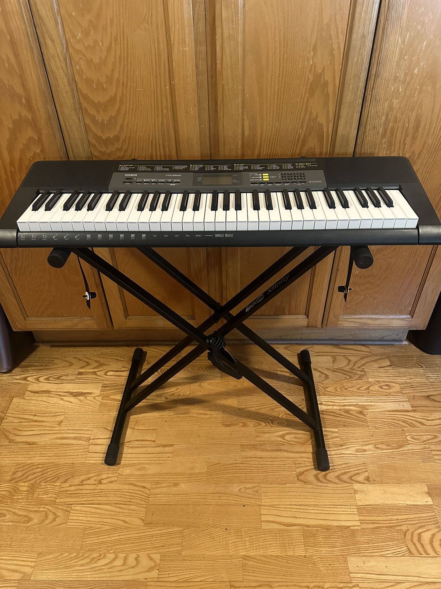 Casio CTK-2500 Portable Keyboard & RockJam Xfinity Keyboard Stand, a Double-X Style Stand