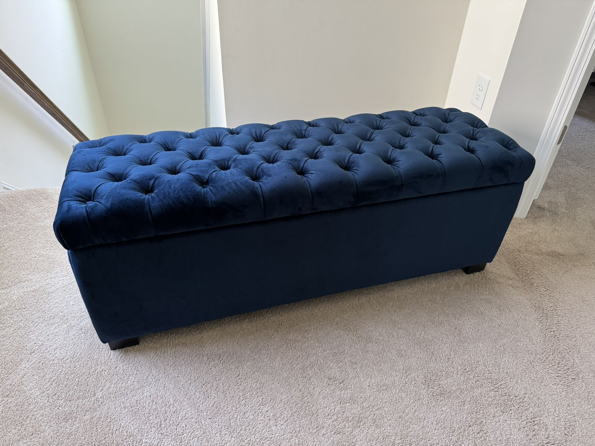 Navy Blue Tufted Storage Ottoman