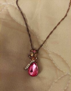 Vintage Pink Rose Gold Plated Necklace 
