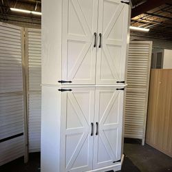 Corner Cabinet, 72" Kitchen Pantry Cabinet, 6-Tier Freestanding Farmhouse Pantry with 2 Adjustable Shelves, 240°Swivel Doors, 2 Doors Storage, Spaciou