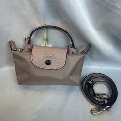 Longchamp Le Pliage Dusty Pink Mini Handbag With Strap
