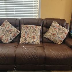 3pc Elegant Brown Sofa  Love Seat Recliner 