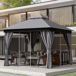 Outdoor Gazebo for Patio 13x13- Heavy Duty Steel Frame Canopy Party Tent Shelter with Double Roofs $120 
