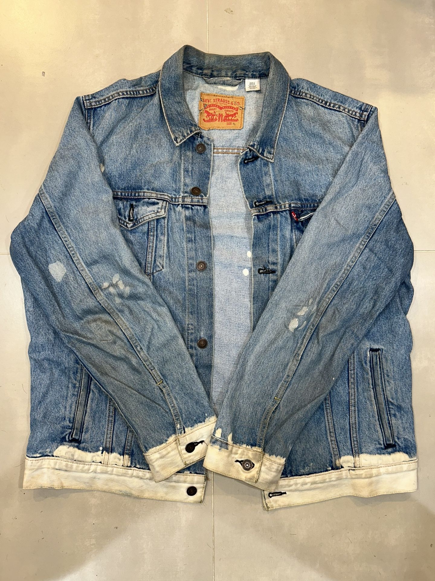 Vintage Acid Wash Levi Trucker Jacket Denim Size XL