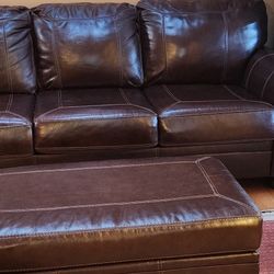 Leather Couch And Ottoman 