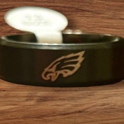 Philadelphia Eagles Black Stainless Steel  Ring Size 10