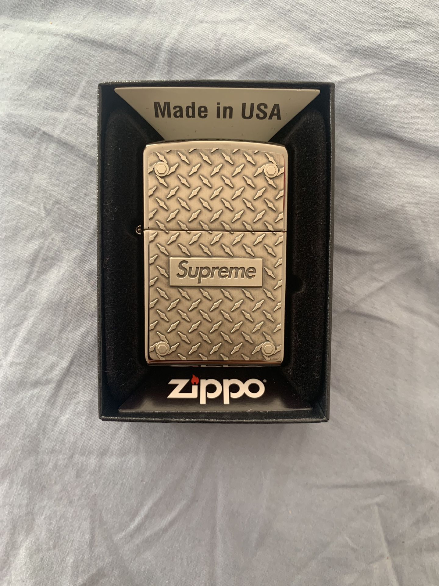 Supreme diamond plate zippo