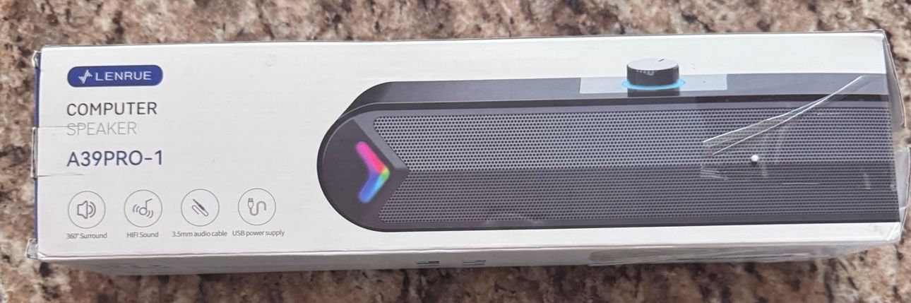 LENRUE Wired USB-Powered Computer Speaker A39 Pro in Black