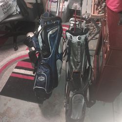 Miller Lite Golf Bag Some Clubs and A Acuinty Bag