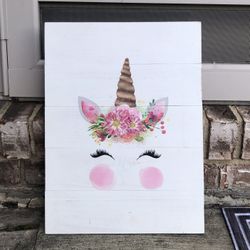 Wood Slat Unicorn Painting (16 X 12 x 1/4”)