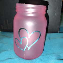 Old East Main Co. Pink Heart Glass Candle Holder