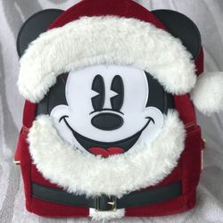 Loungefly Disney Parks SANTA MICKEY MOUSE Mini Backpack