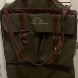 Tommy Bahama Hanging Garment Bag Luggage Green Brown Leather 