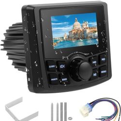 Boat Radio Marine Stereo Receiver,Waterproof Digital Multimedia MP5 Player with 3" LCD Display,Wireless Connection, Multi-Mode Playback AM/FM Tuner, A
