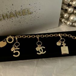 Gold Charms Statement Bracelet 