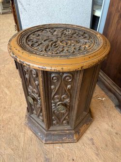 Circular Ornate Side Table with Storage Space