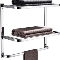LUANT 3-Tier Bathroom Shelf with Towel Bars, Stainless Steel Wall Mounting Rack,22-1/2 Inch *New*
