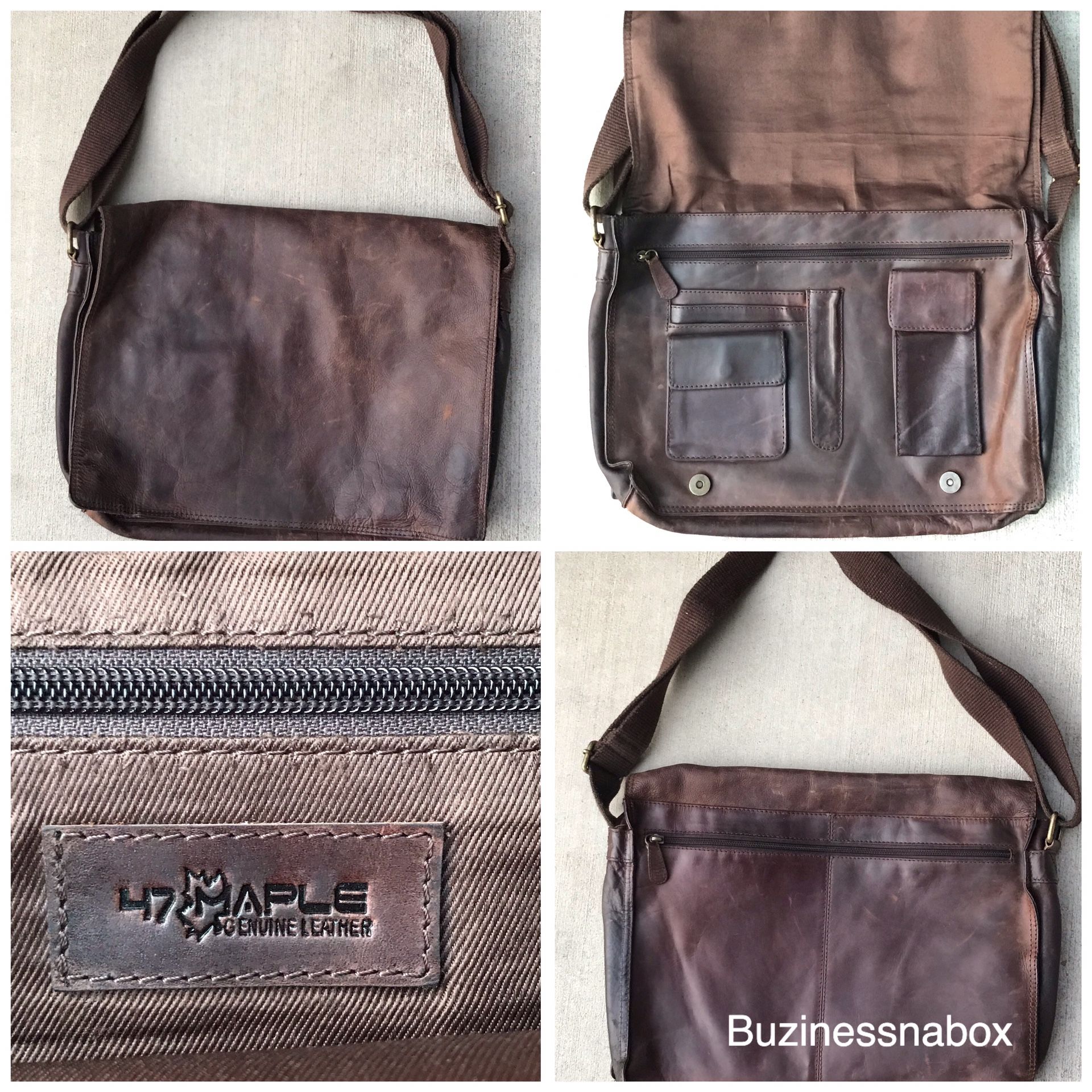 Vtg 47 Maple Leather Messenger Bag