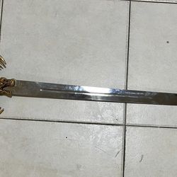 Gold Tone Dragon Handle Sword Made in Pakistan 49"