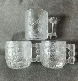 Vintage 1993 McDonald's The Flintstones Glass Mugs Set of 3-Rocky Road, Pre-Dawn