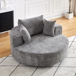 55'' Oversized Swivel Barrel Chair with Pillows‼️