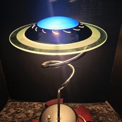 Vintage Postmodern Memphis Style Space Age Spiral Chrome Table Lamp 18"×12.5"