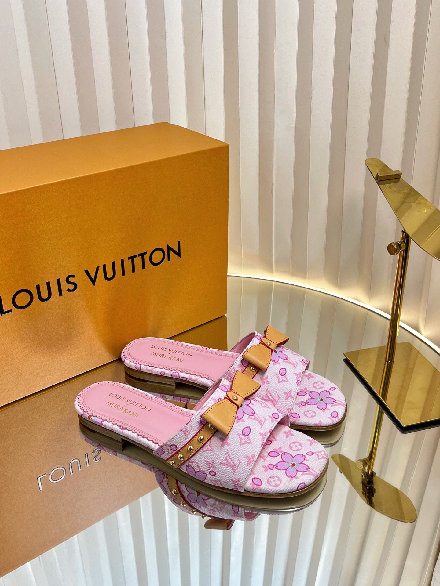 LV Pink Women's Slippers Size: 8