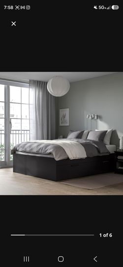 IKEA Black Brimnes Bedframe with drawers