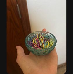 Colorful Paper Clips Assorted Colors Bulk Lot with glass bowl