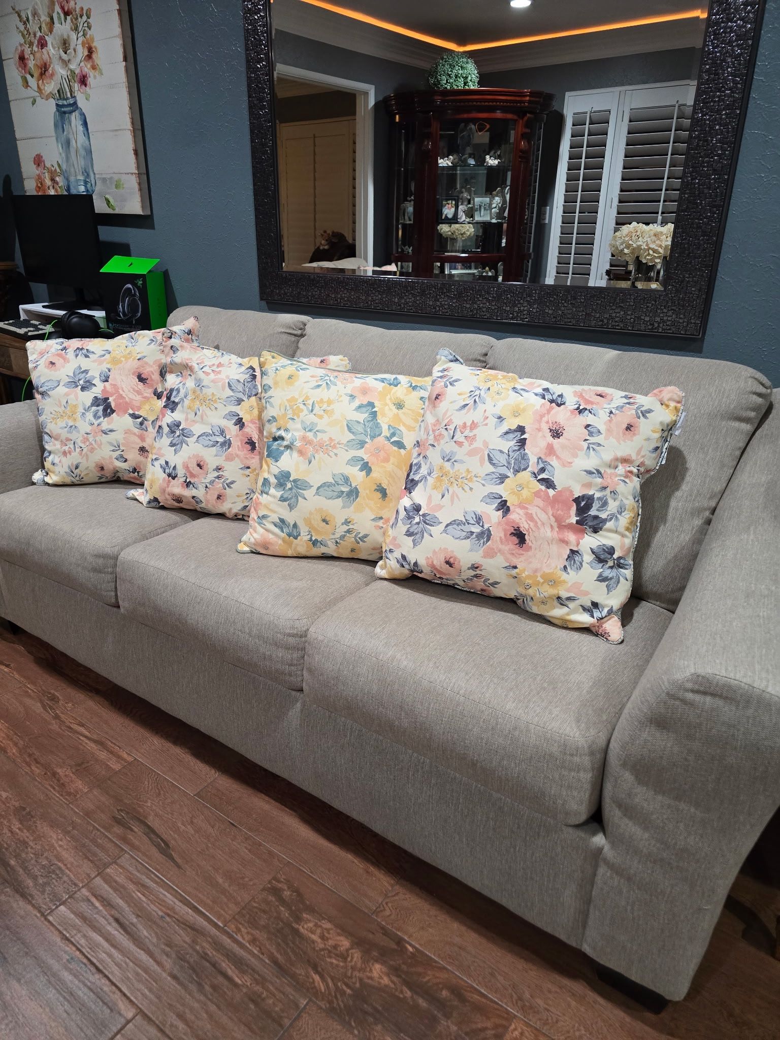 Grey Couch Set Pillows Included
