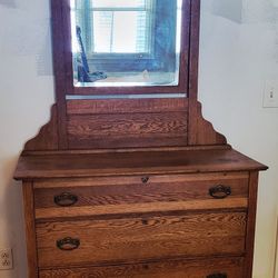 Antique Sears & Roebuck Co. Dresser w/ Swivel Mirror & Original Hardware Solid Oak