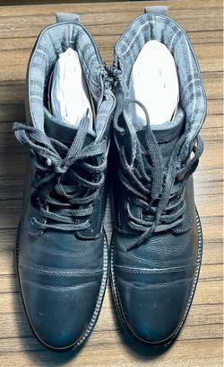 Alfani men’s Black Jack Cap-Toe Lace-Up Leather Boots Lined Size US Mens Size 11 Side Zip