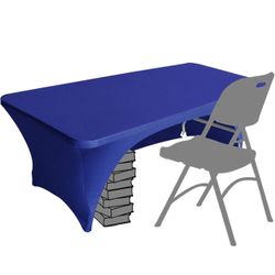 Spandex Table Cover 5 ft. Fitted Polyester Tablecloth Stretch Spandex (navy blue