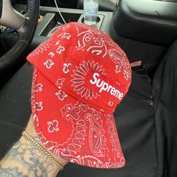 supreme red bandanna camp cap hat 