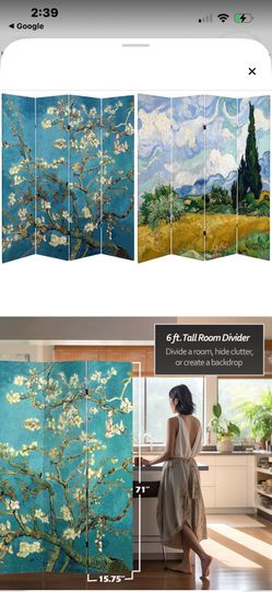 Van Gogh Art Canvas Room Divider