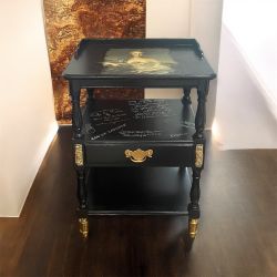 GOLD/BLACK SOLID WOOD SIDE TABLE