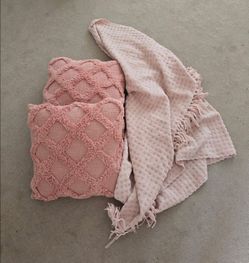 Pink Throw Pillows & Blanket Set