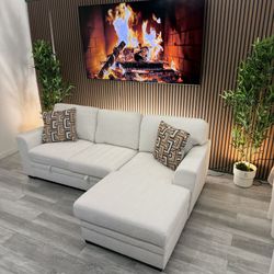 Sectional Couch Sofa Beige With Storage 