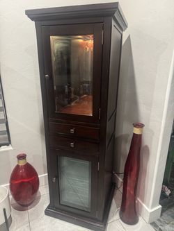 Dark Wood Bar Cabinet with Wine Cooler
