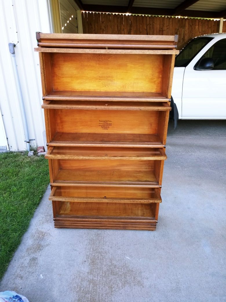Antique Lawyer's Barrister Bookcase Display Oak Cabinet