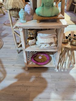 Rustic Whitewashed Wood Shelf Unit