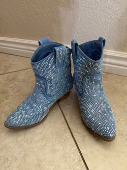 Size 13 girls blue bedazzled boots