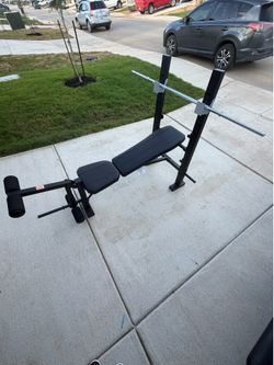 Adjustable Weight Bench with Barbell Rack + Bar