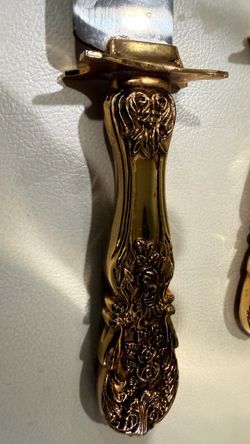 Gold Plated carving knife and fork set
